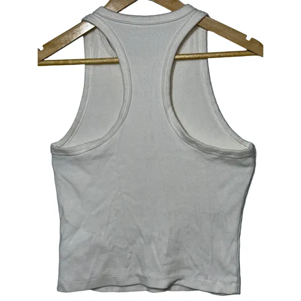 Abercrombie & Fitch Soft AF White Ribbed Sleeveless Racerback Tank Top Size L - Image 3