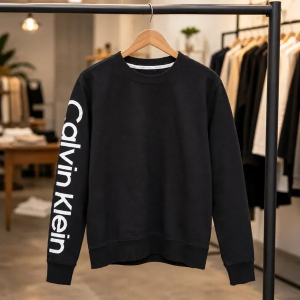 Calvin Klein Black Logo Sleeve Crewneck Sweatshirt Streetwear M - Image 6