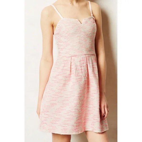 Anthropologie Moulinette Soeurs Tweed Pasteque Dress Size 6‎ White Pink Wedding - Image 3
