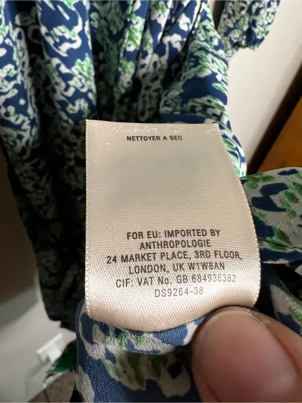 Maeve by Anthropologie Blue Green‎ Floral Button Front Tie Waist Dress - Image 8