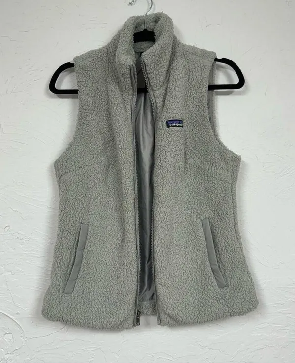 Patagonia Las Gatos Grey Fleece Full Zip Vest Womens M Outdoorsy Hiking Jacket - Image 6