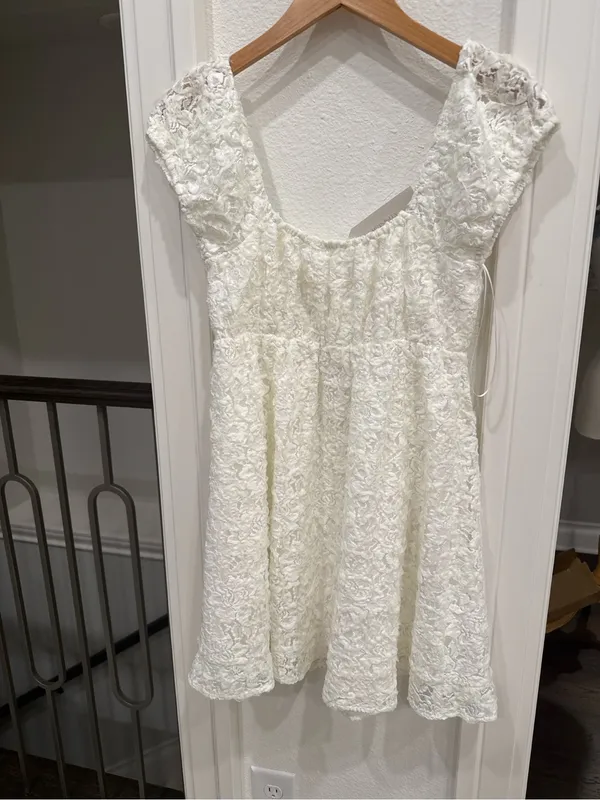 Lelis Collection Ivory Rosette Lace Mini Dress Romantic Coquette - Image 6