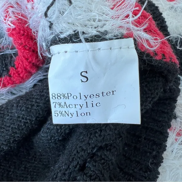 Christmas sweater black crop knit stretch size Small holiday - Image 7