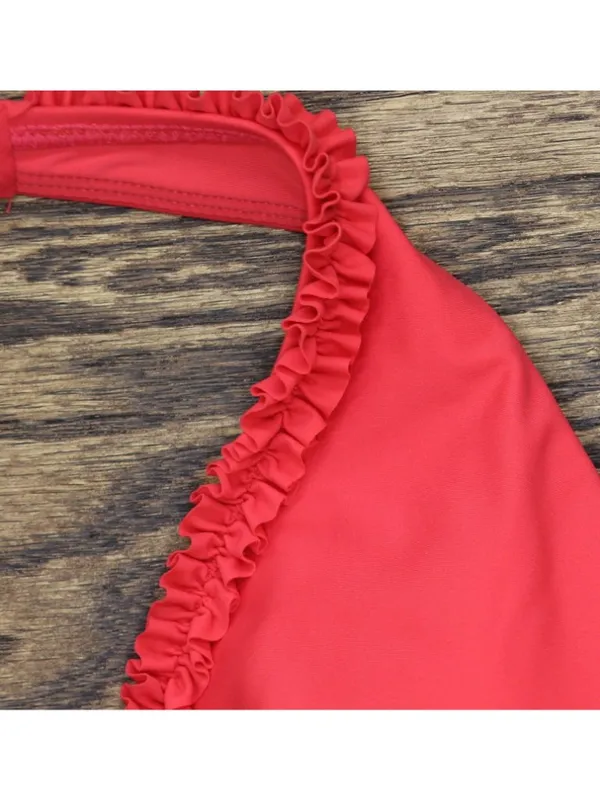 NWT Mimi Flamingo Soleil Solids Sonny Halterkini Tankini Top Swim Punch Red 6 - Image 12