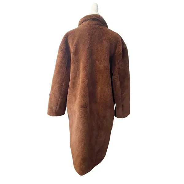 Rebecca Minkoff Faux Shearling Double Breasted Brown Coat XL - Image 4