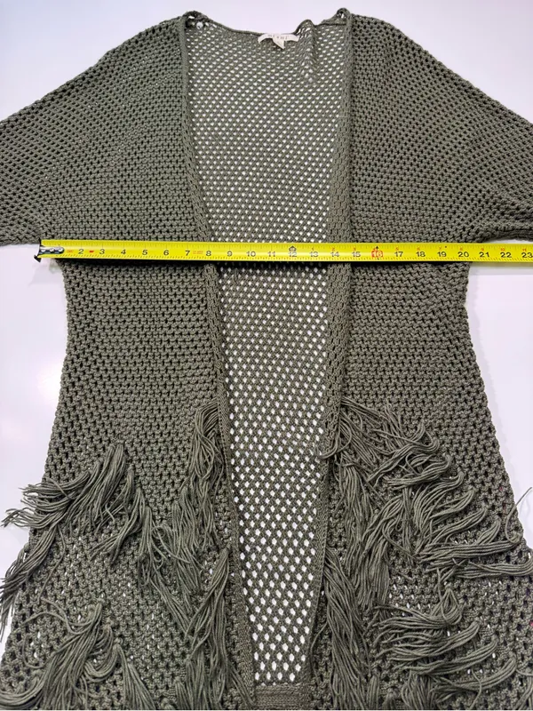 miami Olive Open-Knit Fringe Beach Coverup - Image 4