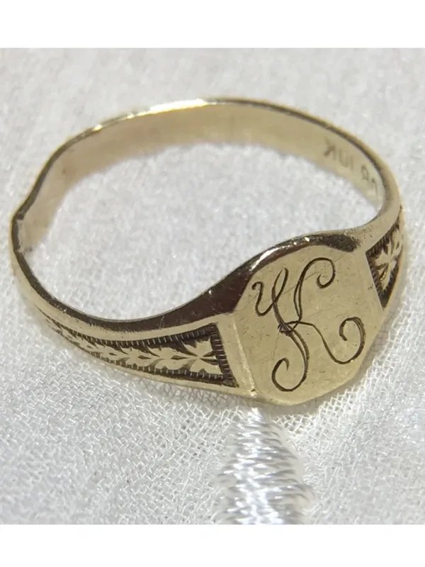 ANTIQUE OSTBY & BARTON 10K GOLD BABY RING Sz 2 - Image 4