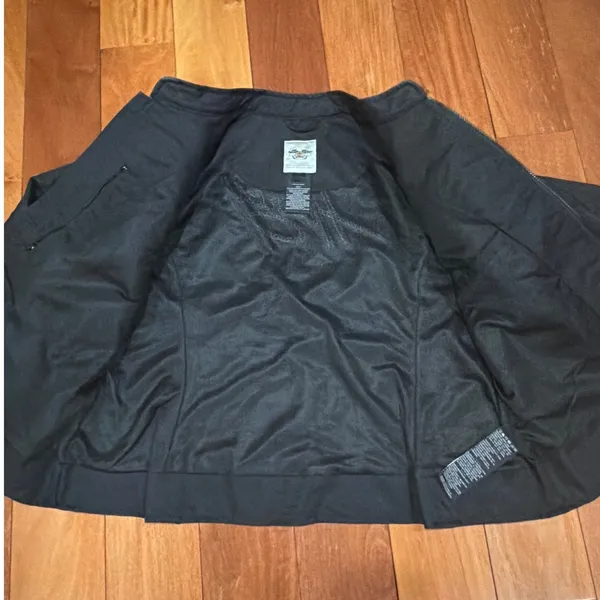 Harley Davidson Womens Black‎ Motorcycle Jacket Full Zip Logo Embroidered Size M - Image 6