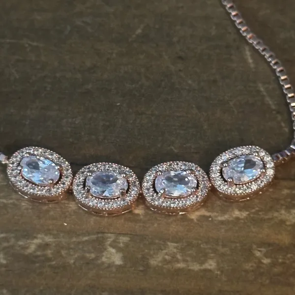 Rose gold cubic zirconia adjustable slide bracelet - Image 5