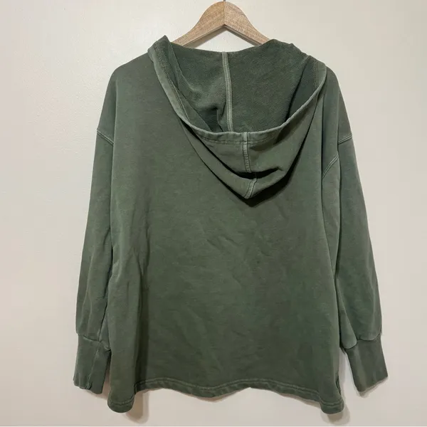 Anthropologie Daily Practice Green Hoodie Size Medium Pullover Twist-Collar - Image 7