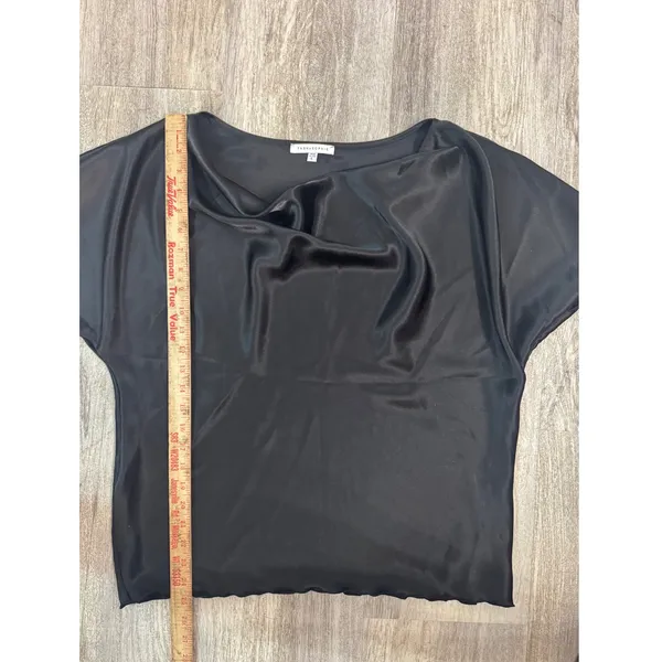 TASH+SOPHIE Black Drape Neck Short Sleeve Top Made in USA Size‎ L - Image 5