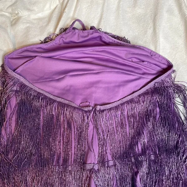 Women's Purple Fringe Halter Dress Flapper Gatsby Party Festival Size XL‎ - Image 3
