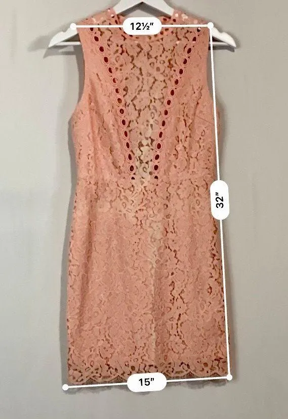 Main Strip Women’s Sleeveless Open Back Lace Mini Dress Pink NWOT - Image 4