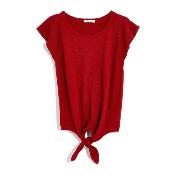 Madewell Marin Tie Front Sweater Tee In Deep Crimson Womens‎ XL - Image 11