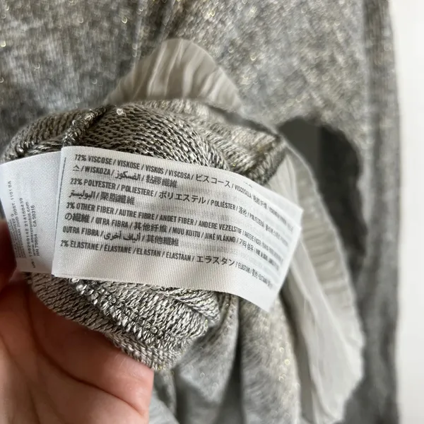 Abercrombie‎ & Fitch Womens Medium Silver Metallic Knit Pleated Hem Top NWT - Image 5