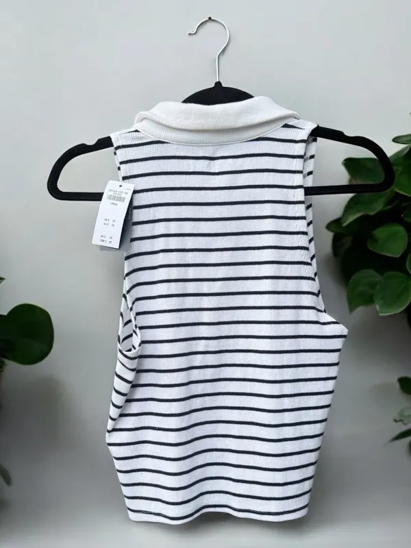 Abercrombie & Fitch NWat a ribbed Sleeveless Polo Top Large - Image 3