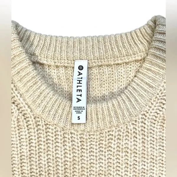 Athleta Sierra Crew Chunky Knit Wool Blend Sweater - Image 3