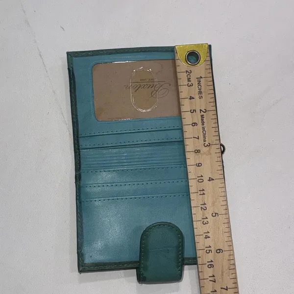 Buxton‎ Top Grain Cowhide Leather Minimalist Designer Turquoise Folding Wallet - Image 12