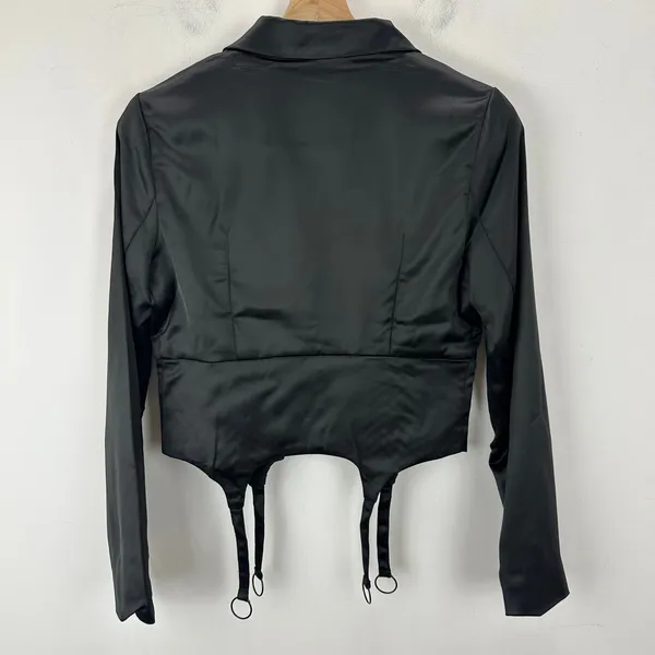 NEW Naked Wardrobe Blazer Jacket Satin Black Cropped Corset Small - Image 4