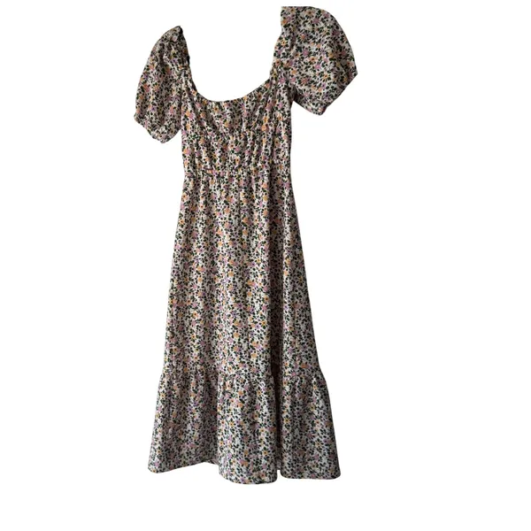 ASOS Floral Puff Sleeve Square Neck Midi Dress‎ Size XS Milkmaid Cottage Midi - Image 5