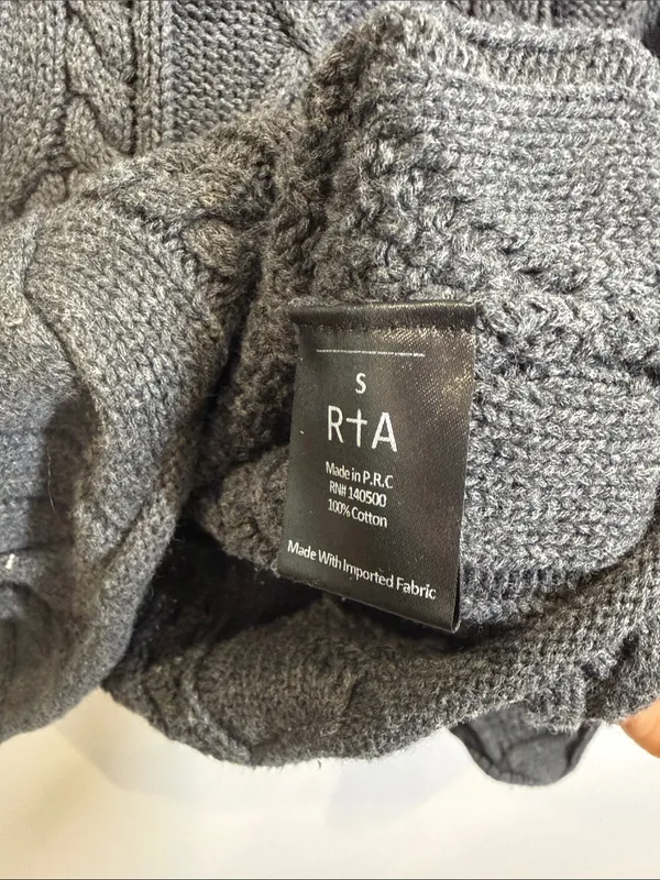 RtA Zane asymmetrical cable knit sweater size small - Image 5