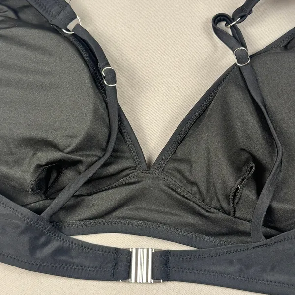 Hilinker Black Triangle Bikini Top‎ Adjustable Straps Removable Padding Size L Size L - Image 3