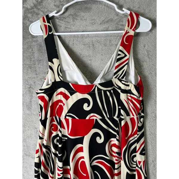 Vintage Y2k Abstract Swirl Midi Dress Retro Mod Y2K Statement Cocktail Medium - Image 4