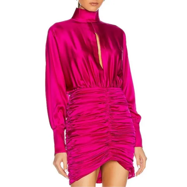 Retrofête Silk Barbara Mini Dress in Orchid Pink size XS NEW $695 - Image 3