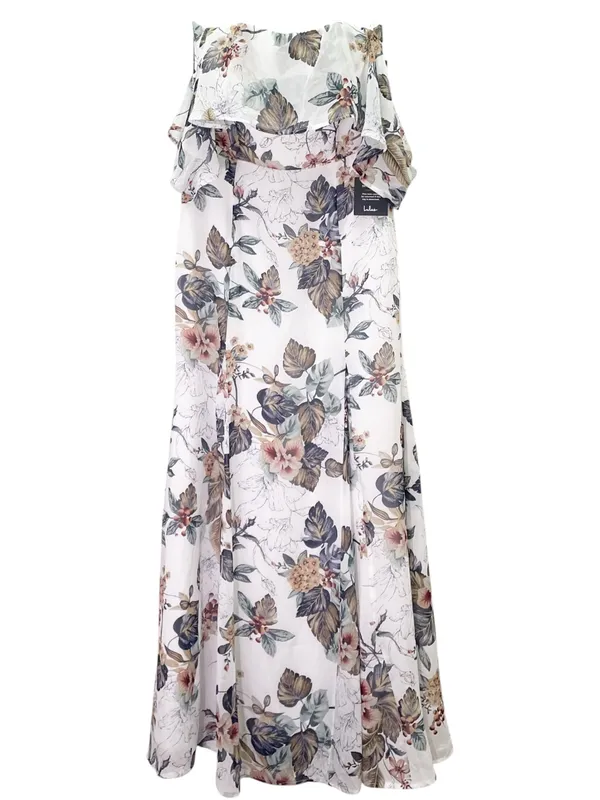 NWT Lulus Ray of Sunshine Maxi Dress Size XL White Floral Off Shoulder Wedding - Image 4