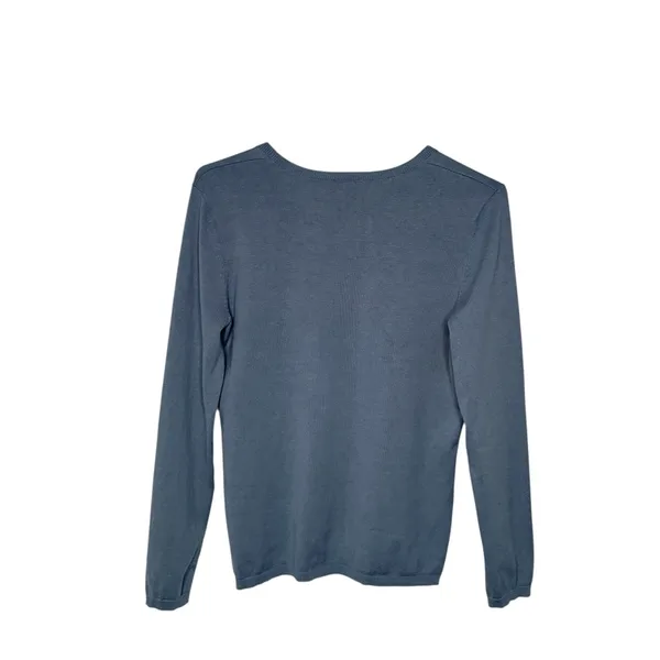 Ann Taylor Blue V-Neck Lightweight Silk Blend Sweater Size M - Image 2