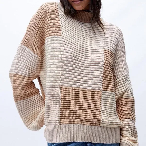 PEPPERMAYO Tulum Nights Neutral Patchwork Knit Checkered Jumper Sweater Size S - Image 13