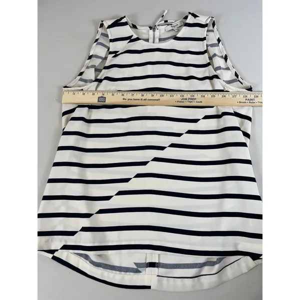 Madewell Striped Sleeveless Top Size M Cream & Black High Low Hem - Image 5