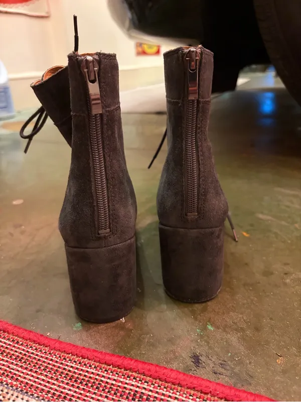 Sarto Leather & Suede Charcoal Gray Lace-Up Combat Ankle Boots Size7 - Image 5