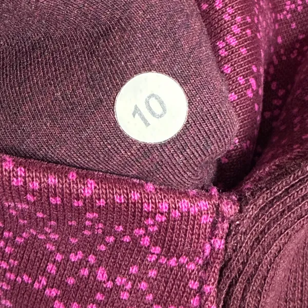 Lululemon Scuba Hoodie Full Zip Burgundy Dotted Fleece Sweatshirt Womens Size 10 - Image 7