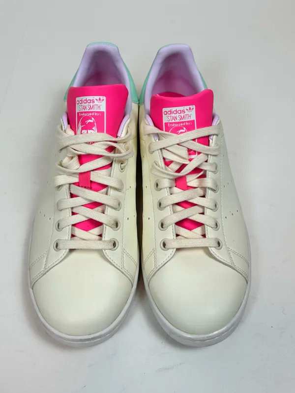 Adidas Stan Smith Sneakers Lace Up Cream White Pink Mint 10.5 - Image 2