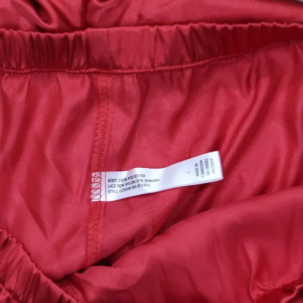 NEW Linea Donatella Womens Lace-Trim Satin Pajama Pants LOS046 Red L - Image 4