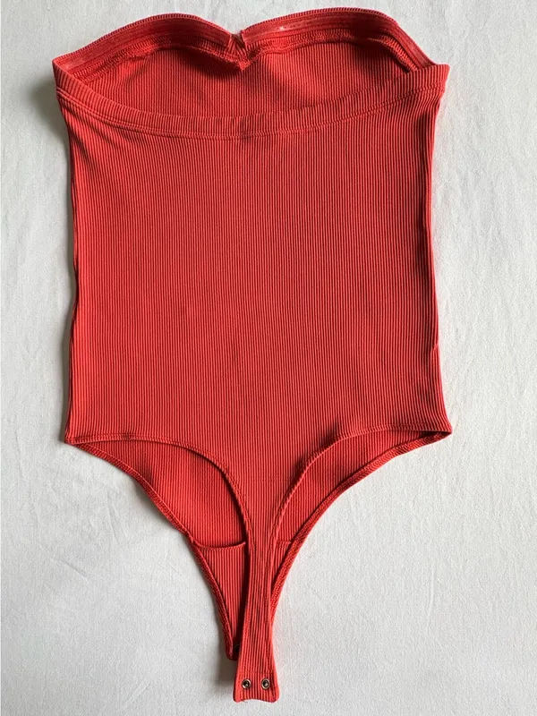 Abercrombie Soft A&F Ribbed Bodysuit Rust Copper M coral - Image 4