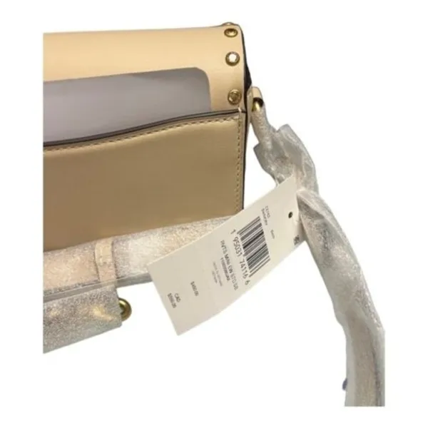 Coach Ivory Glove Tan Leather w/ Crystal Rivets Studio Baguette Shoulder Bag New - Image 10