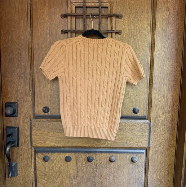 Aritzia Polo Ralph Lauren camel brown cable knit sweater Size XS - Image 5