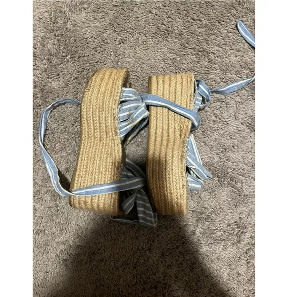 Zara Blue Lace-Up Espadrille Platform Sandals - Image 2