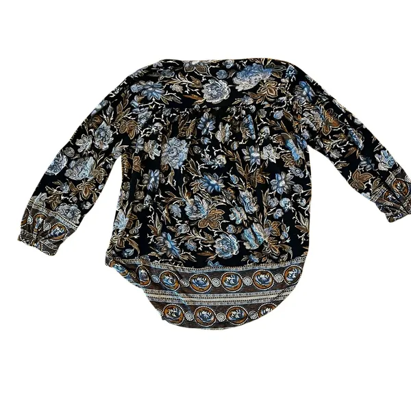 Lucky Brand High Low Hem Botanical Boho Floral V Neck Blouse | M - Image 3