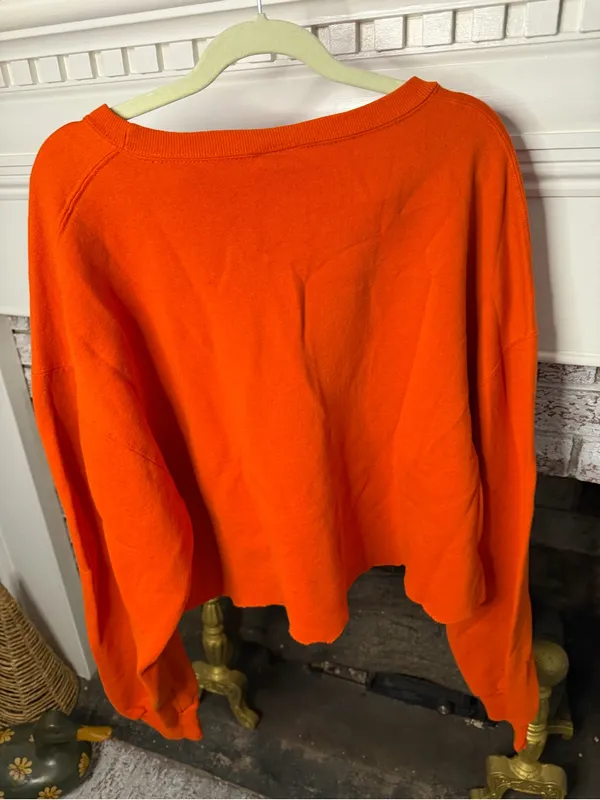 Russell Athletic Cropped Orange Clemson Crewneck Sweatshirt Collegiate Football - Image 3