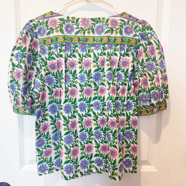 Pink City Prints Hand Block Printed Top Medium Boho Cottagecore Artisan India - Image 5