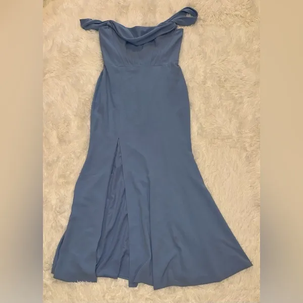 New Dress The Population Melania Off-The-Shoulder sky blue Gown sz XXL - Image 3