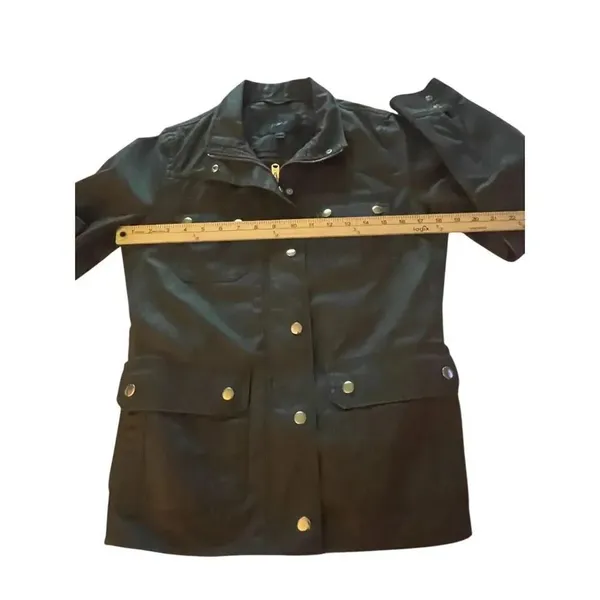 JCrew Women’s Downtown Field Jacket Green Waxed Cotton Size S - Image 8