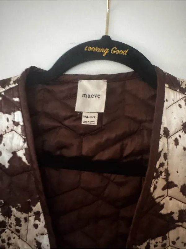 Maeve Cream Quilted Jacket with Brown Splatter - Image 5
