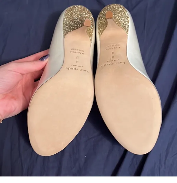 Clarice Ivory Satin And Glitter Heel Brand New - Image 7