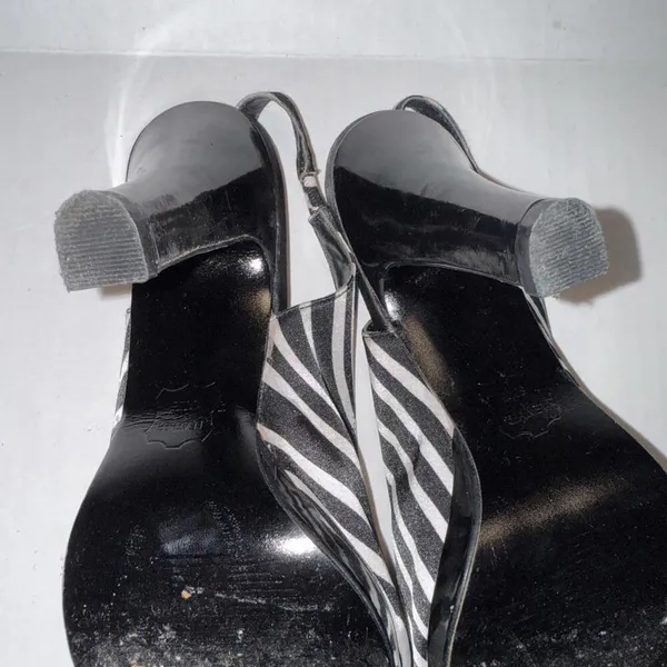 Unlisted Y2K Baddie Sandals‎ Heels Slip On Slingback Peep Toe Zebra Print Sz 9 - Image 13