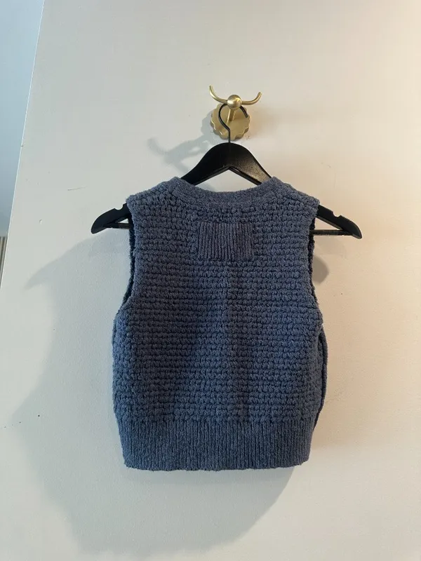 FREE PEOPLE Ava Knit Vest in Blue Size Small - Image 7