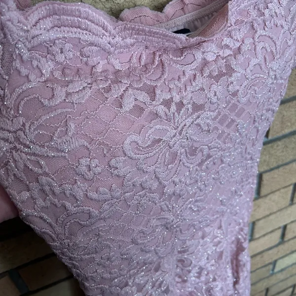 City Studio Juniors Off Shoulder High Low Dress Sparkle Pink Juniors Size 0 - Image 2